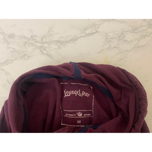 Loungewear Authentic Apparel Long Sleeve Hoodie Mens M Maroon Sweater Henley C1‍ - Picture 4 of 5